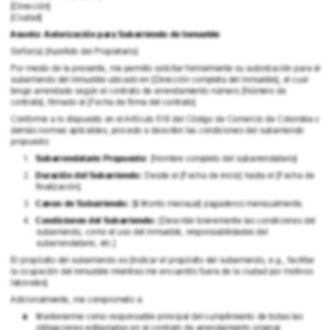 Autorización para el subarriendo de inmueble