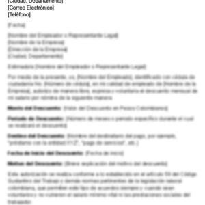 Carta de autorización de descuento por nómina