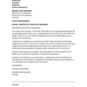 Carta de licencia de paternidad