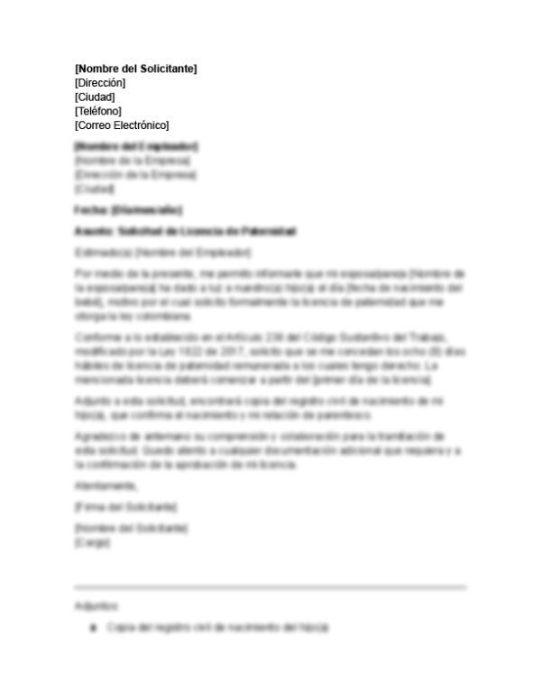 Carta de licencia de paternidad