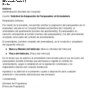 Solicitud de asignación de parqueadero al arrendatario