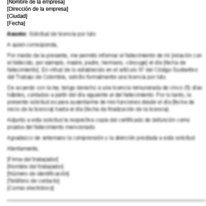 Solicitud de licencia por luto del trabajador